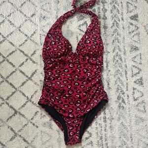 Retro Leopard Kitty Cat One Piece Swimsuit